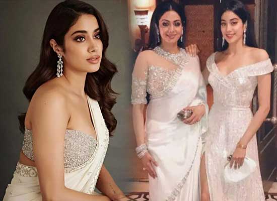 PICS: Janhvi Kapoor oozes oomph in silver deep-neck blouse and